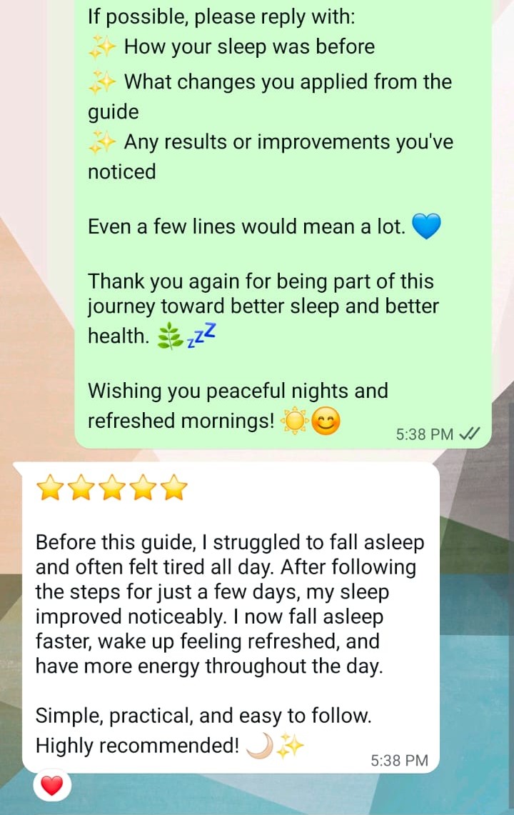 WhatsApp testimonial from a reader who followed the 7-day reset